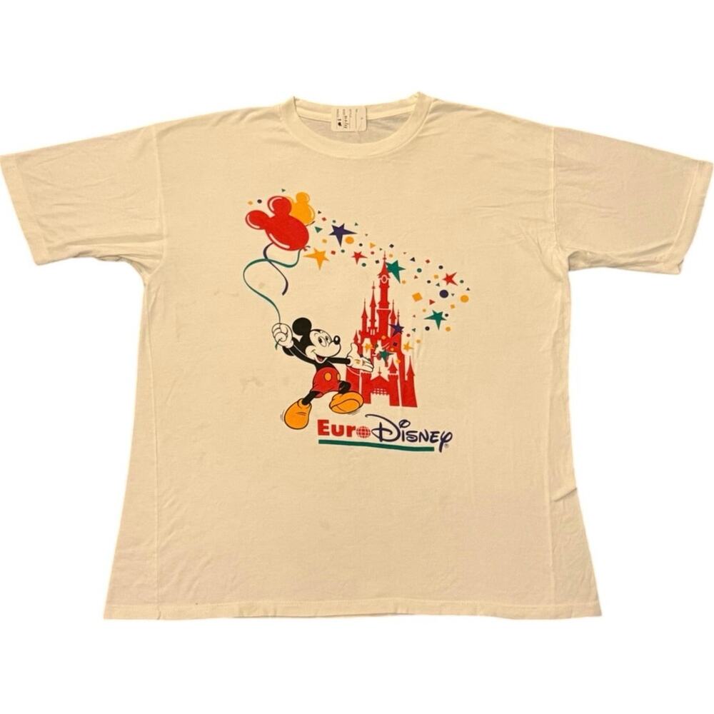 Vintage 90s Euro Disney Mickey Mouse 1992 Paris Park Opening Shirt Adult Large